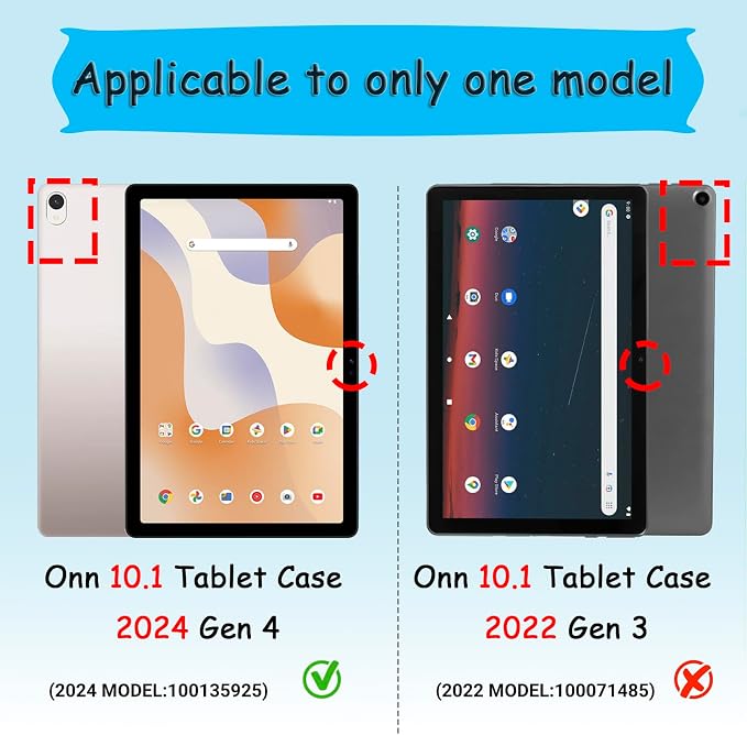 Kids Case for Onn 10.1 Tablet 2024 Gen 4(Model:100135925) ShockproofBlack | Lightweight EVA Foam Foldable Handle Stand Precise Cutouts Kid-Friendly For Daily Use