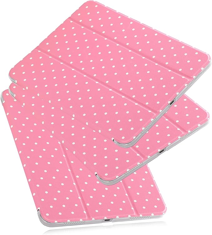 for iPad Air 11-inch M4 2026 M3 2025 M2 2024 iPad Air 5th 2022 / 4th Gen 2020 10.9-inch Slim Foldable Stand Hard PC Translucent Back Shell Smart Cover - [Auto Wake/Sleep]-Black Polka dots