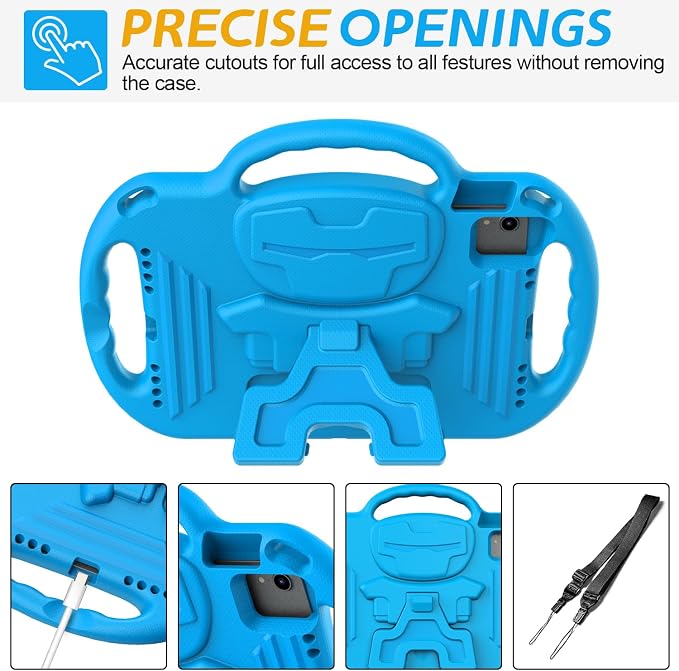 AVAWO Kids Case for iPad (A16) 11th Generation 11 Inch 2025 iPad 10th Generation 10.9 2022 Shockproof Rugged Protective Cover with Shoulder Strap/Handles/Kickstand for i Pad 10/11 Gen Black