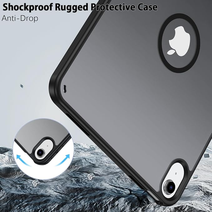 GUAGUA Magnetic Case for iPad (A16) 11th Generation 11 Inch 2025 iPad 10th Generation 10.9 Inch 2022 Cases with Stand &amp Pencil Holder Translucent Matte Back Shockproof Kickstand Case Black
