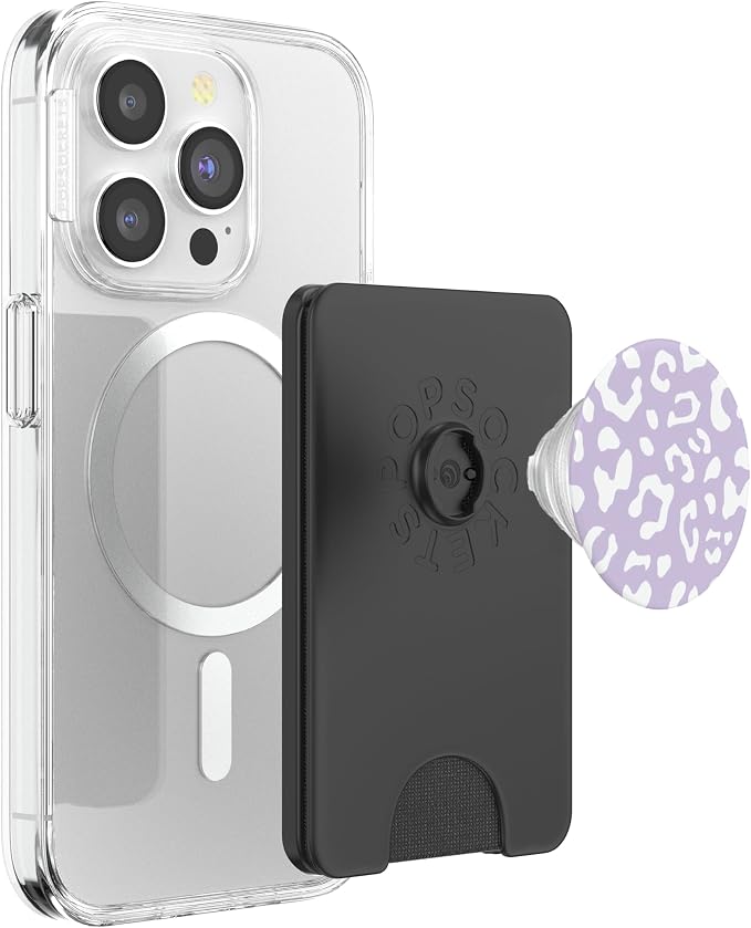 White Leopard Cheetah Light Pastel Purple PopSockets Adhesive PopGrip