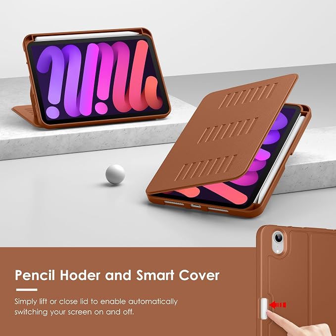VIKESI Case for iPad mini 7 (A17 Pro) and iPad mini 6Multiple Angles Magnetic Stand CoverShockproof Soft BackPencil Holderand Auto Sleep/WakeBlack