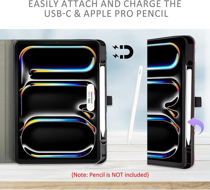 for iPad Air 13 inch Case (M4/M3/M2) iPad Pro 12.9 inch Case Hummingbird | Premium Leather Business Folio Case with Pencil Holder Multi-Angle View Adjustable Stand Pocket/Hand Strap/Auto Wake Sleep