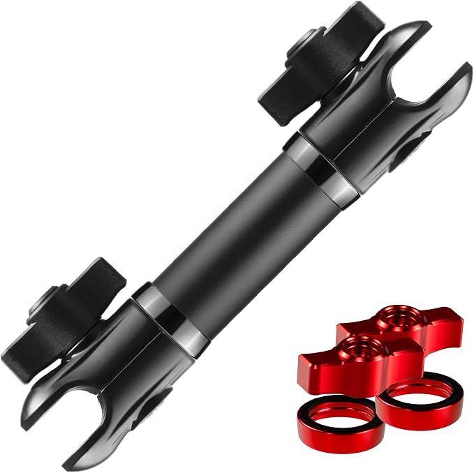 Tackform 10 Long 20mm Ball and Socket Arm DuraLock 20 Series Aluminum Tube Arm | Dual 20mm Sockets and Optional Anti-Theft Knobs | Black