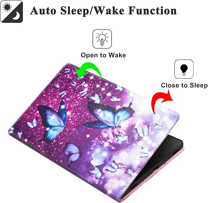 Case for Samsung Galaxy Tab S10 Lite/ S10 FE/ S9 FE 10.9 InchX400/X520/X510 Auto Wake/Sleep Premium PU Leather Folding Stand Cover with Pen Holder &amp Multiple Viewing Angles - Beach