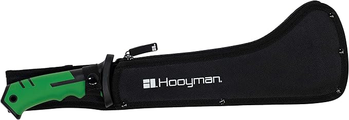 Hooyman Hook ‘em Machete with Heavy Duty Construction, Ergonomic No-Slip Handle and Belt Sheath for Gardening, Land Management, Bushcraft, Hunting and Outdoor,Black/Green