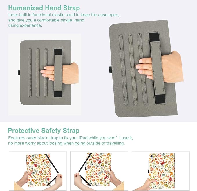 Lokigo Case for iPad (A16) 11th/10th Generation Aurora Forest | for iPad 11th-11 Inch/10th-10.9 Inch Stand Cover Pencil Holder/Hand Strap/Pocket Support Touch ID Auto Wake/Sleep