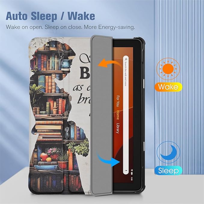Case for All-New Fire 7 Tablet (12th Generation 2022 Release) Book Reading Lovers Gifts Lightweight PU Leather Stand Protective Cover with Auto Sleep Wake