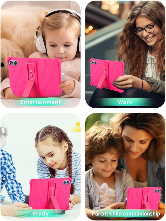 Case for Odea A12 Android 15 Tablets 12 Inch Tablet 2025- Soft Silicone Shock Proof Lightweight Stand Rubber Shell Protective CoverKids Friendly Soft Silicone Adjustable Stand CoverBlack