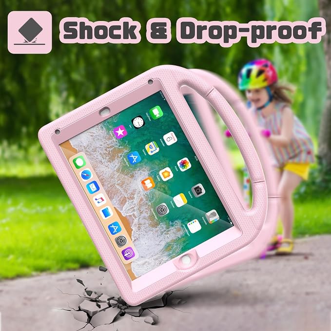YIHE Shockproof Kids Case for iPad 6th/5th Gen Air 2/1 Pro 9.7 LightBlue | Full-Body Protection Durable Tablet Cover Built-in Screen Protector Stable Stand Lightweight Vibrant Colors