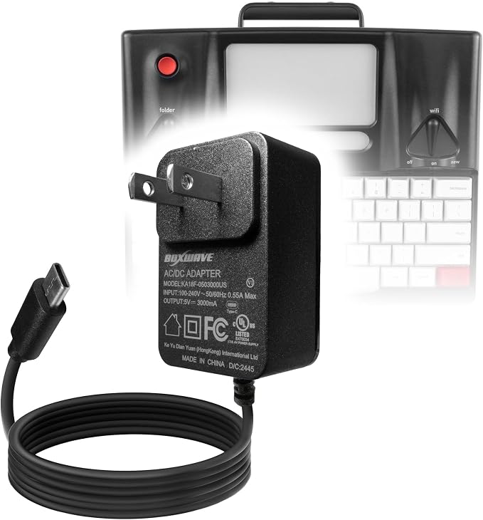 BoxWave Charger Compatible with Astrohaus Freewrite Smart Typewriter (2nd Gen) - Wall Charger Direct (15W) Rapid Charge Your Device with Built-in 3ft Cable