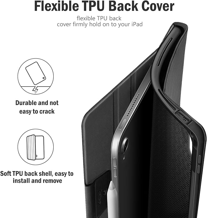 Antbox for iPad Air 13 Inch Case 2026 M4 /2025 M3 /2024 M2 Black | Built-in Pencil Holder Supports Pencil Pro and Pencil (USB-C) Auto Sleep/Wake PU Leather iPad Air 13'' Cover