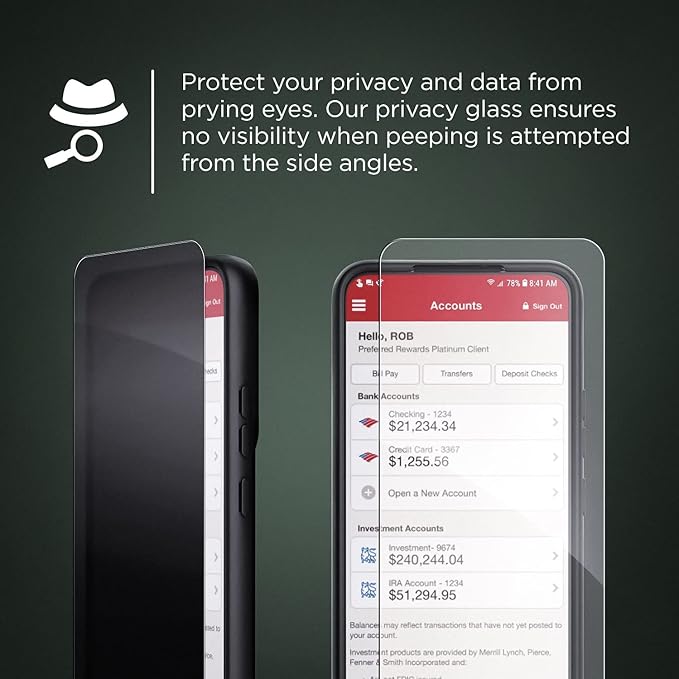 Privacy+ Screen Protector for iPhone 14 PRO (6.1) Privacy Protection Tempered Glass (Anti-Spy/Full Coverage)