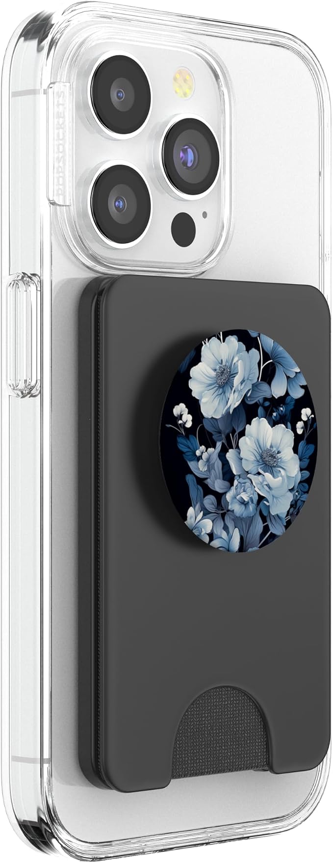 Navy Blue Flowers Florals Pattern Dark Moody Floral PopSockets PopGrip for MagSafe