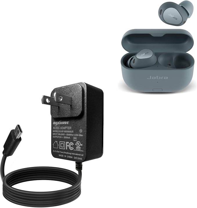 BoxWave Charger Compatible with Jabra Elite 10 Gen 2 - Wall Charger Direct (15W) Rapid Charge Your Device with Built-in 3ft Cable