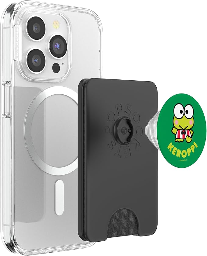 SANRIO Keroppi Character Front and Back PopGrip Adhesive PopSocket for iPhone 11 Black