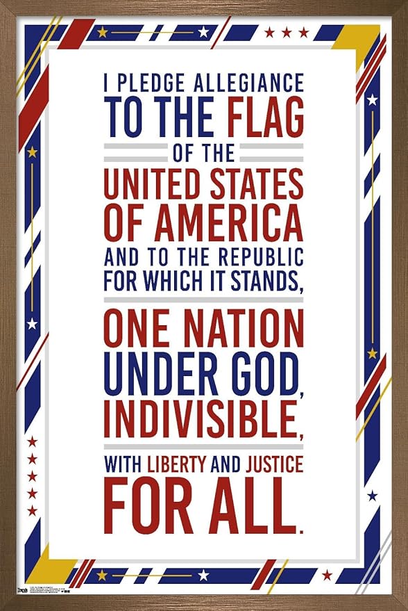 Trends International The United States Of America - Pledge Of Allegiance Wall Poster, 14.725" x 22.375", Bronze Framed Version