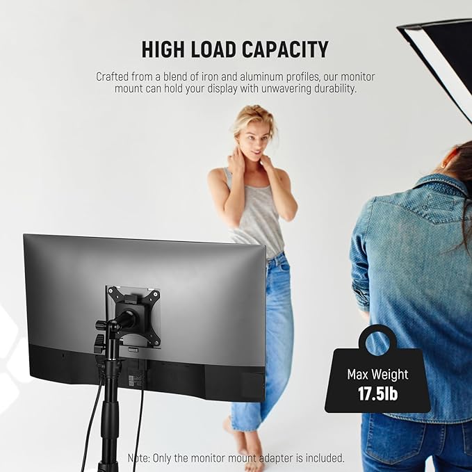 NEEWER Monitor Mount Adapter with Quick Release VESA Mount, 270° Adjustable Metal 5/8" C Stand Light Stand Adapter for Impact Screen Outdoor TV up to 17-32", Max Load 17.5lb/8kg, MA010
