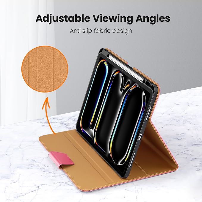DTTO for iPad Pro 13 Inch Case M5/M4 2025/2024 Magnetic Clasp Multiple Angles Auto Wake/Sleep Premium Leather Business Folio Stand Smart Cover with Pencil Holder for iPad Pro 13 Blue