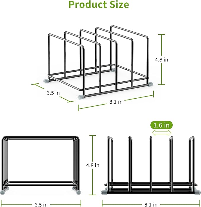 PLUVON Cutting Board Organizer-1.6in Wide Kitchen Cutting Board Holder Stand for Pan,Baking Sheets,Cookie Sheets with 4 Slots,Baking Sheet Oragnizer(2PC-Medium)