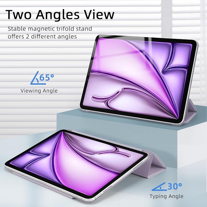 for iPad Air 13 inch M4/M3/M2 Case (2026/2025/2024Model A3268/A3269/A3271) Auto Sleep/Wake and Magnetic Closure Slim Trifold Stand Case PU Leather Cover Support Apple Pencil Pro Black