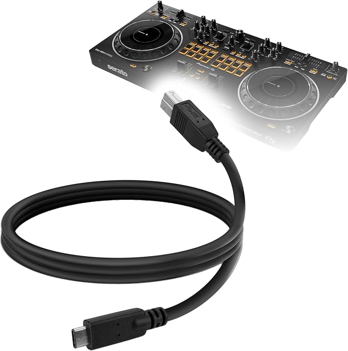 BoxWave Cable Compatible with Pioneer DJ DDJ-REV1 - DirectSync - USB B to USB 3.1 Type C USB B to C Sync Cable - 3ft - Black