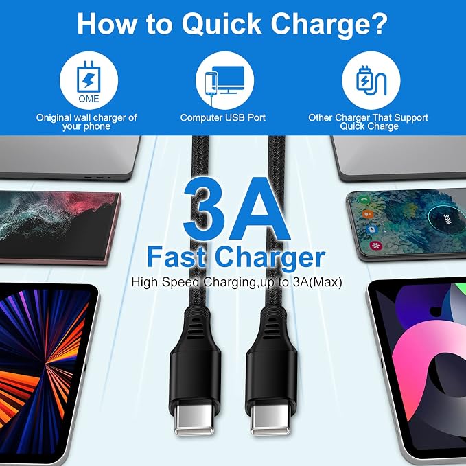 Samsung Android Phone Charger Fast Charging for Galaxy A17 A16 S25 Ultra S24 A15 A13 A14 5G A53 S22 FE S21 A25 A23 20W Power Wall Charger Plug38W USB C Cigarette Lighter Adapter3+6FT Type C Cable