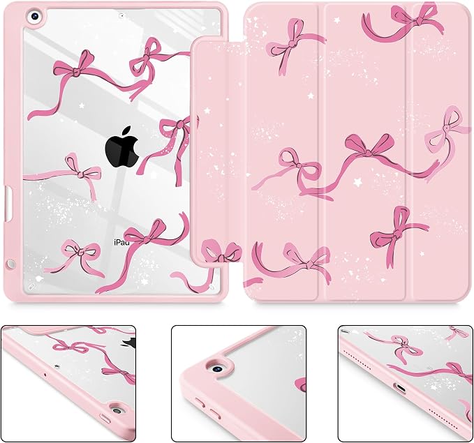 Tuiklol for iPad 10.2 inch 9th / 8th / 7th Gen 2021 2020 2019 Release Case | Built in Pencil Holder - TPU Protection Trifold Stand Stand Clear Back Tablet Cover With Auto Wake/Sleep Blue berries