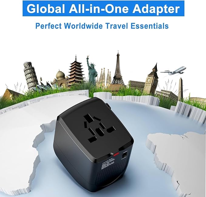 International Travel Adapter Voltage Converter to Step Down 230V to 120V for Hair straighteners, laptops, Cell Phones, Power converters from USA to UK, Europe, Australia Over 200 Countries