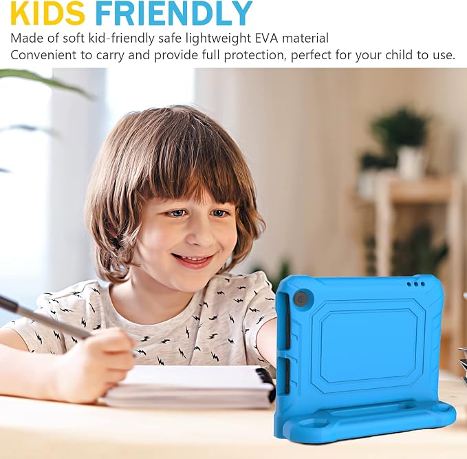 Kids Case for Amazon Fire 7 Tablet Case (12th Generation 2022)Blue | Lainergie Lightweight Easy to Carry Shockproof Kids Friendly Durable Hight Quality EVA Material Cover with Handle Stand