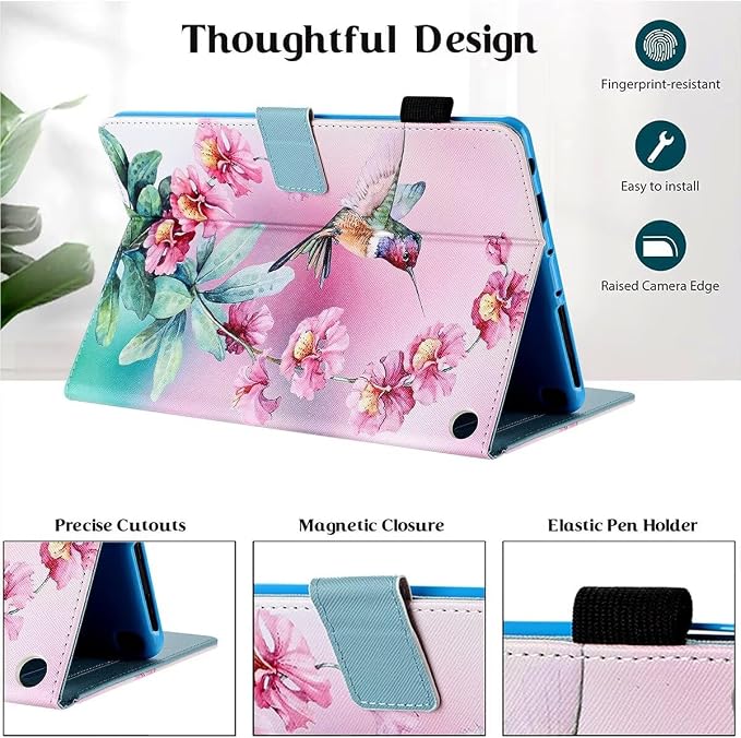 Case for Kindle Fire HD 10 &amp Fire HD 10 Plus 13th/11th Generation 2023 2021 | Synthetic Leather Flip Folio Stand Cover with Auto Wake/Sleep for Kindle Fire HD 10 &amp Fire HD 10 Plus Beach