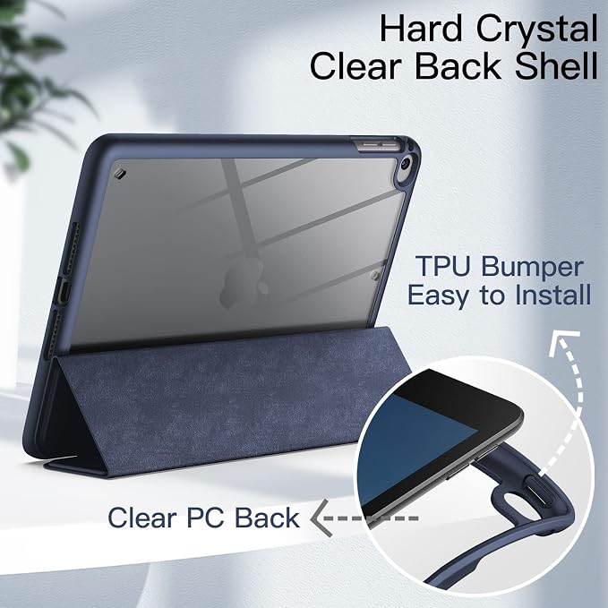 JETech Case for iPad mini 5/4 (7.9-Inch 2019/2015 Model) with Pencil Holder Clear Transparent Back Shell Slim Stand Shockproof Tablet Cover Auto Wake/Sleep (Black)