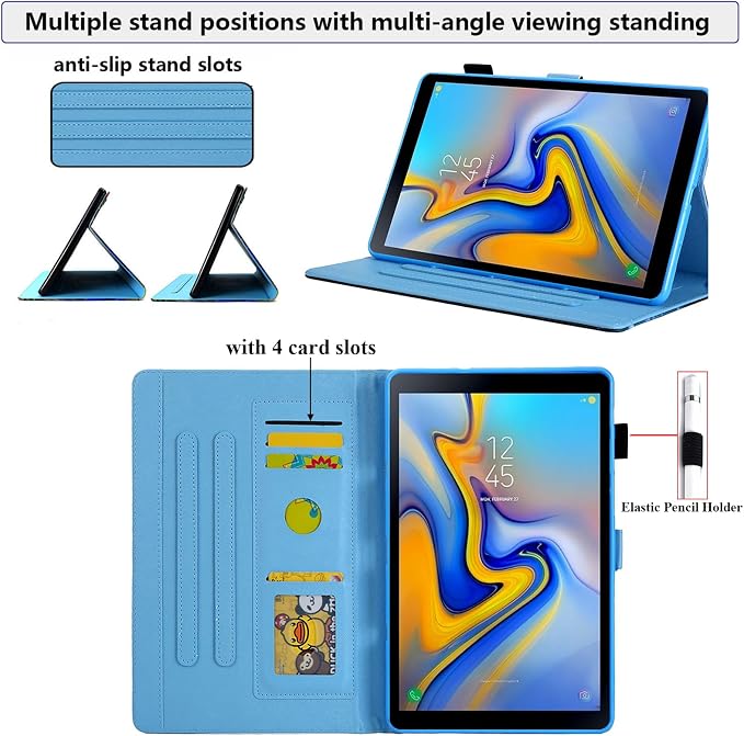 for Galaxy Tab A 8.4 Case 2020 Model (SM-T307/T307U) with Pencil Holder Pockets Multi-Angle Viewing Folio Stand PU Leather Shockproof TPU Cover for Samsung Tab A 8.4 T307 Black Rose Flower
