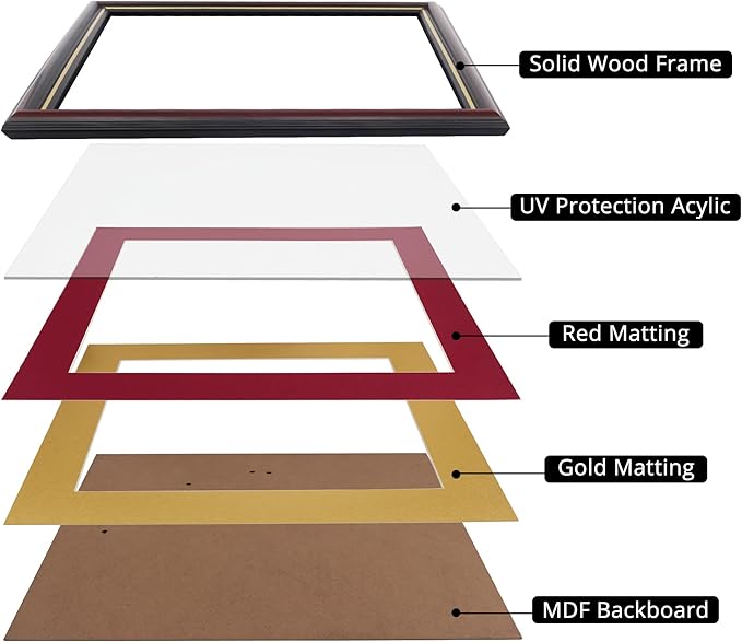 GraduationMall 8.5x11 Diploma Frame with Red over Gold Mat or Display 11x14 Certificate without Mat,Solid Wood & UV Protection Acrylic,Cherry Finish with Gold Trim,2 Pack