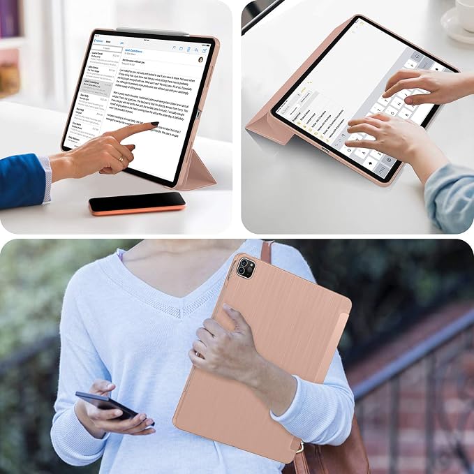 Soke Case for iPad Air 13 Inch (M3/M2) 2025/2024iPad Pro 12.9 2022 2021(6th 5th Generation) - [Slim Trifold Stand + Auto Wake/Sleep]Protective Hard PC Back Cover (Black)