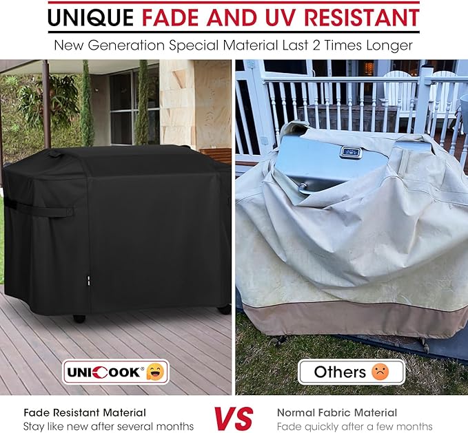Unicook Griddle Cover Compatible with Weber 36" Rust-Resistant Griddle, Compared to Weber 3400030, Heavy Duty Waterproof 4 Burner Flat Top Grill Cover with Hood, 64 Inch Outdoor BBQ Protector, Black