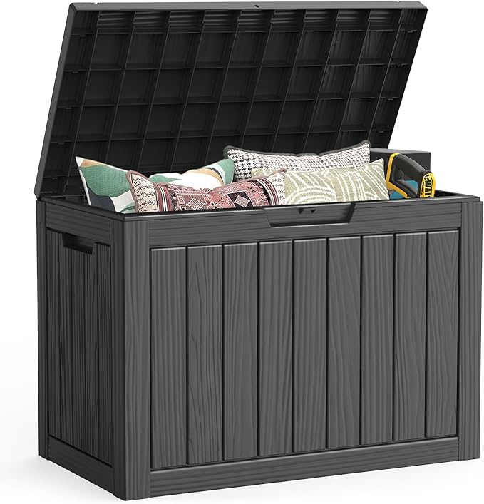 Outdoor Storage Box, 50 Gallon Waterproof Resin Deck Box, Storage Bin for Package Delivery, Patio Furniture Cushion, Garden Tools, Pool Accessories, Weatherproof and UV Resistant