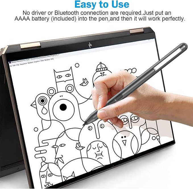 Stylus Pen for HP Omnibook X Flip Rechargeable MPP 2.0 with 4096 Pressure | Digital Stylus Pen for HP Envy/Pavilion/Spectre x360 – Tilt Support Palm Rejection Fast Charge Ideal for Drawing &amp N