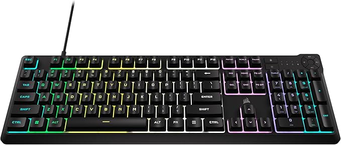 Corsair K55 CORE RGB Membrane Wired Gaming Keyboard – QWERTY US Layout – Quiet, Responsive Switches – Spill Resistance – Ten-Zone RGB – Media Keys – iCUE Compatible – PC, Mac – Black