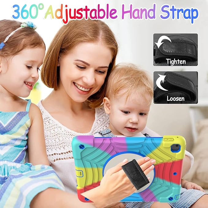 BMOUO Case for iPad 6th/5th Generation Case (9.7 inch 2018/2017) 360°Rotating Stand Hand/Shoulder Strap Shockproof iPad 9.7” Case for iPad Air 2 Black