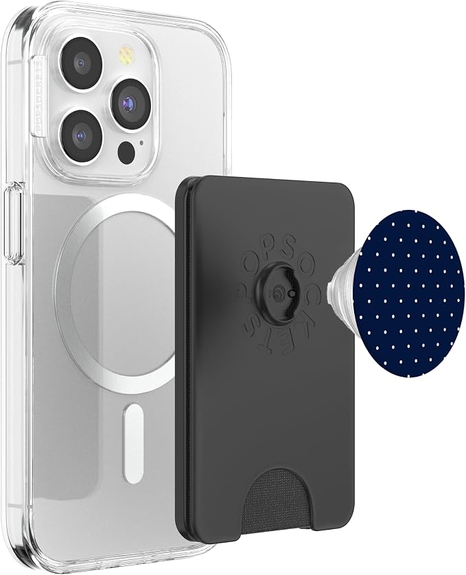Navy Blue Polka Dot PopSockets PopGrip for MagSafe