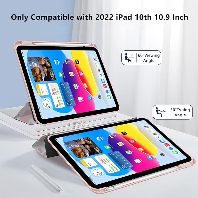 Hybrid Slim Case for iPad 11th (A16) 11-inch 2025 / iPad 10th Generation 10.9-inch 2022 - Shockproof Cover with Clear Transparent Back Shell [Pencil Holder Auto Sleep/Wake] Blue Cow