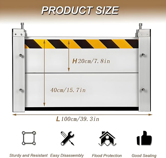 Flood Barriers for Home Exterior - Aluminum Alloy Outdoor Garage Doors Water Barriers for Flooding,H47.2 Inch/L16.5FT