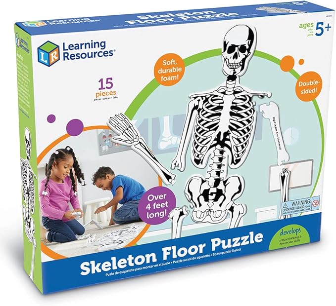 Learning Resources Skeleton Floor Puzzle - Science Classroom Must Haves, STEM Student Essentials, Practice Anatomy, Back to School Supplies for Teachers, Ages 3+