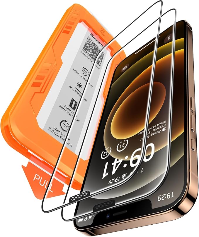 BossKiss for iPhone 11/iPhone XR Screen Protector TOP 9H Hardness Military Grade Shatterproof HD Tempered Glass Full Coverage Anti-Scratch Easy Installation Case Friendly 2 Pack