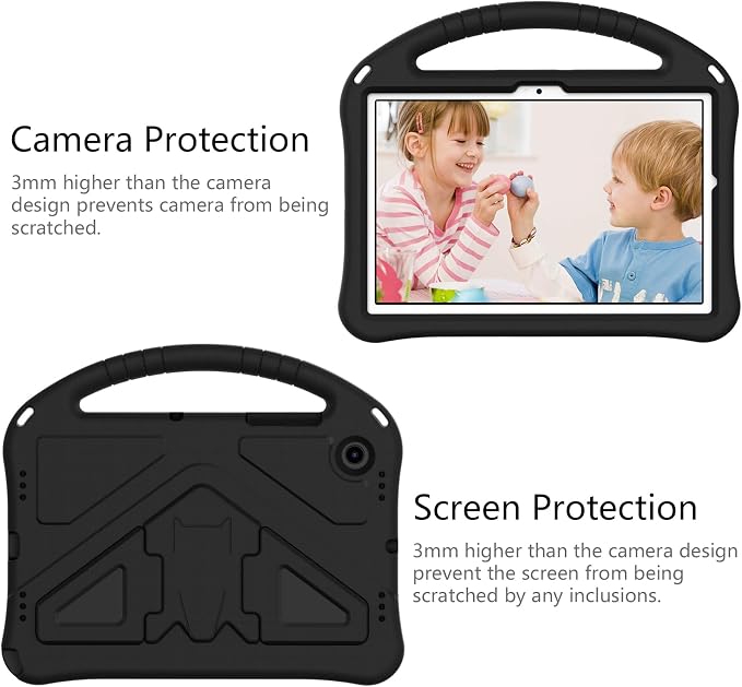 Galaxy Tab A9+ Case Kids Friendly EVA Rubber Stand Handle Grip Shockproof Protective Lightweight Cute Case Cover for Galaxy Tab A9 Plus 11 SM-X210 X215 X217 - Black