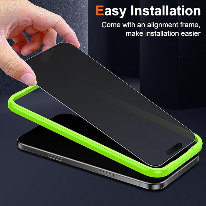 2 Pack Matte Privacy Screen Protector for iPhone 15 Pro Max 6.7-inch with Easy Installation Tool Anti Spy Anti Glare Tempered Glass Film Dynamic Island Compatible Case Friendly 9H Hardness