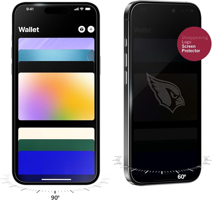 NFL Arizona Cardinals Privacy Screen Protector As Seen on Shark Tank Tank for iPhone 17 w/ Disappearing Design - Scratch-Resistant Glass Protector - Easy-Install Screen Guard w/ Disappearing Design (I