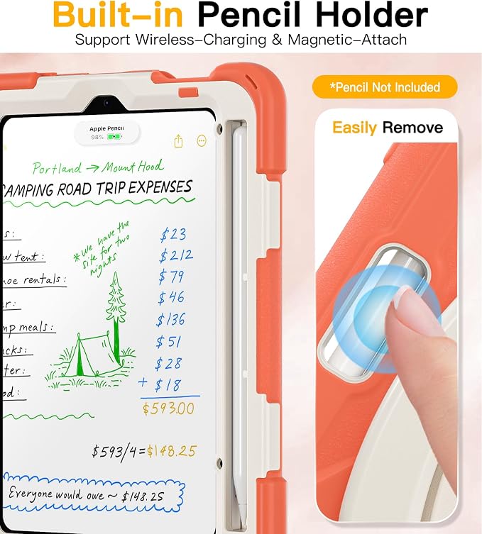 BRAECN Case for iPad mini 7 (A17 Pro) - iPad mini 7th/6th Generation Case | 8.3 Kids-Proof Protective Silicone Cover Screen Protector Pencil Holder Kickstand Handle Grip Shoulder Strap Black