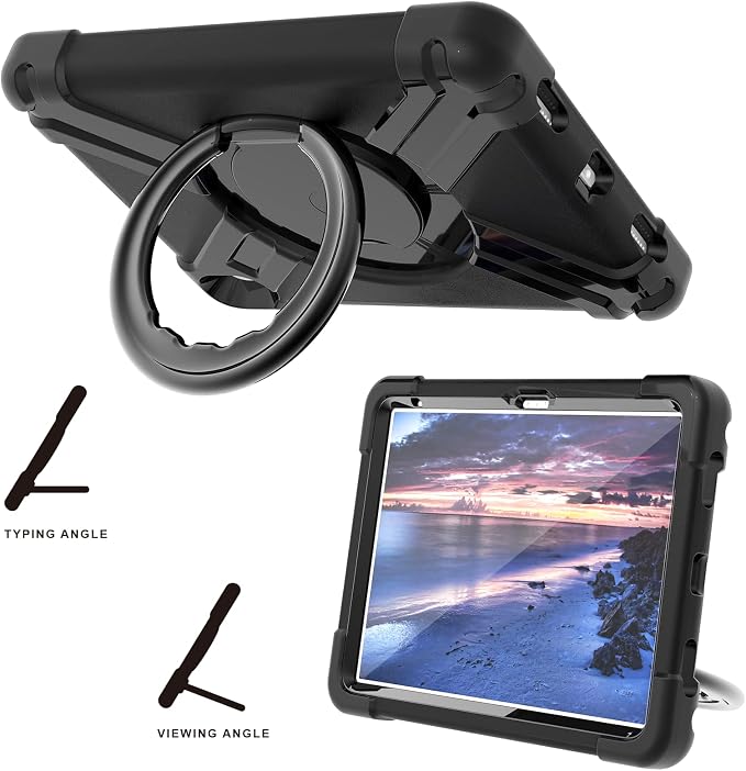 AKABEILA Compatible with Amazon Fire HD 8 2020/2022 Tablet Case，Rugged Kids Case with Stand Lightweight Shockproof Kids Friendly Tablet Cover Black